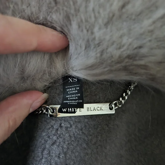 White House Black Market Grey Fur Coat - Picture 4 of 5